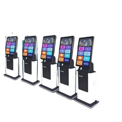 Lobby Touch Screen Kiosk Machine Fingerprint Passport Scanner Terminal