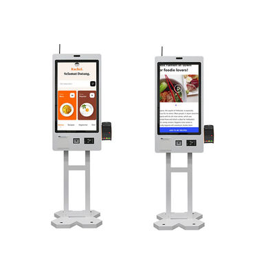 Capacitive Retail Self Service Kiosk Restaurant Ordering Touch Screen With Thermal Printer